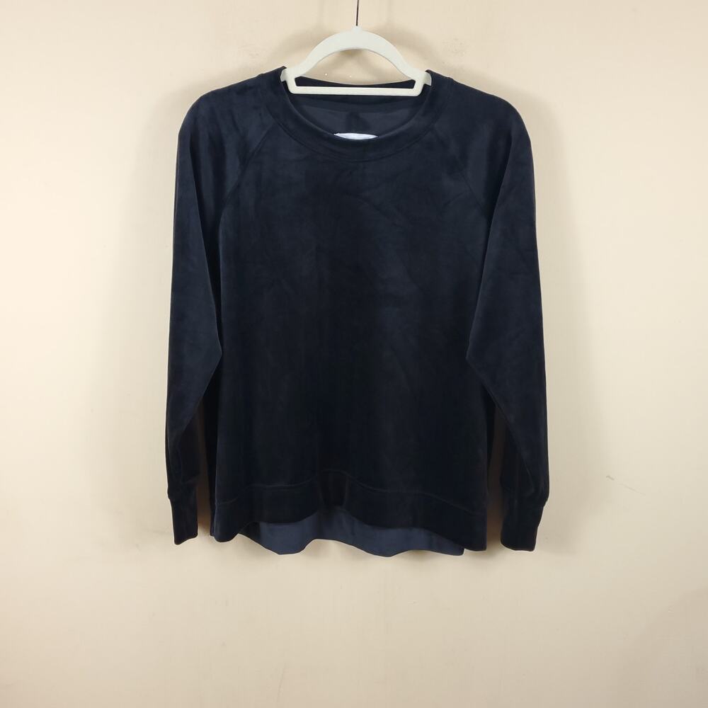 Lou & Gray Black Velvet Crewneck Sweatshirt Size S